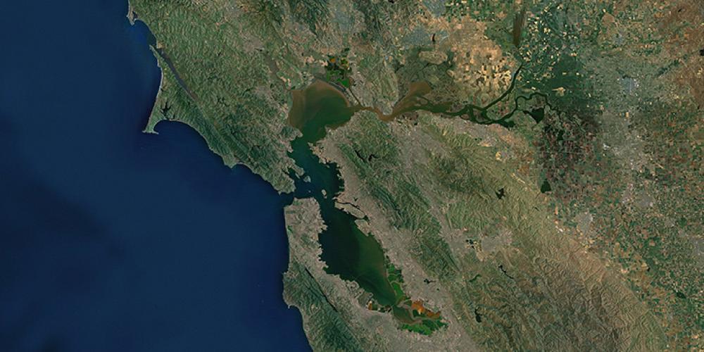 A satellite view of the Bay Area