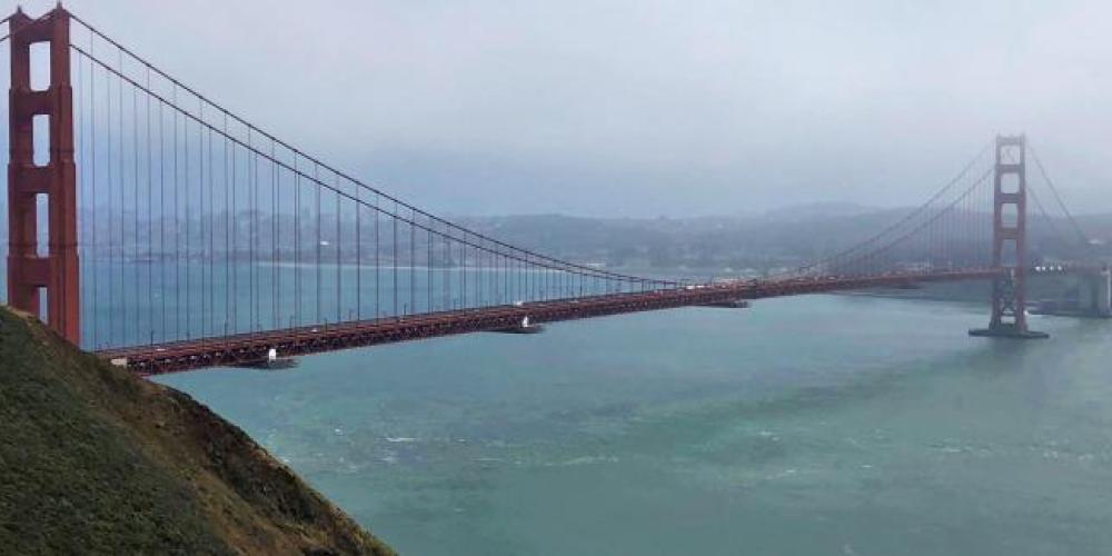 Golden Gate Bridge on a somewhat foggy day