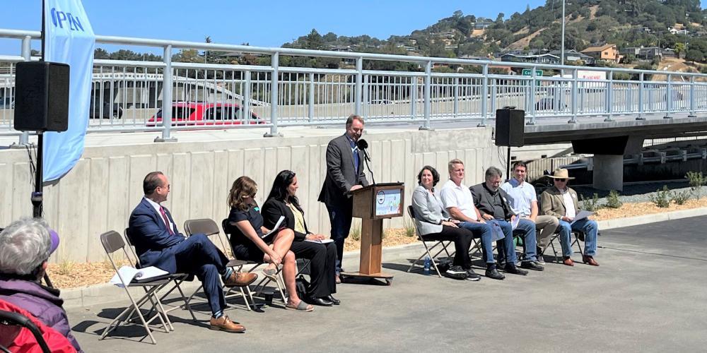 MTC Commissioner Damon Connolly speaks at opening of Marin's North-South Bikeway