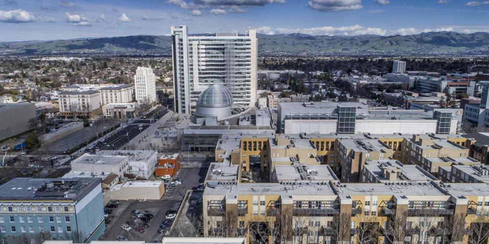 An aerial view of downtown San Jose.