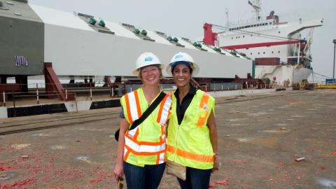 MTC's Karin Betts (left) and Bimla Gill Rhinehart in China, 2010.
