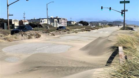Great Highway covered with sand