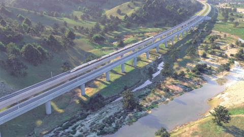 Rendering of California High-Speed Rail in the Pacheco Pass