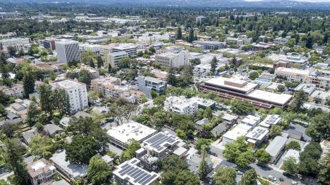 Aerial view of a residential area in Palo Alto.